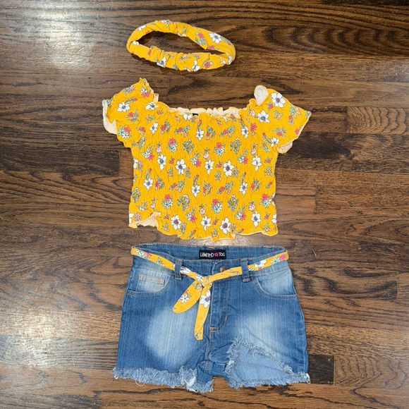 Limited Too Yellow Floral Kids Matching Set - Picture 1 of 3